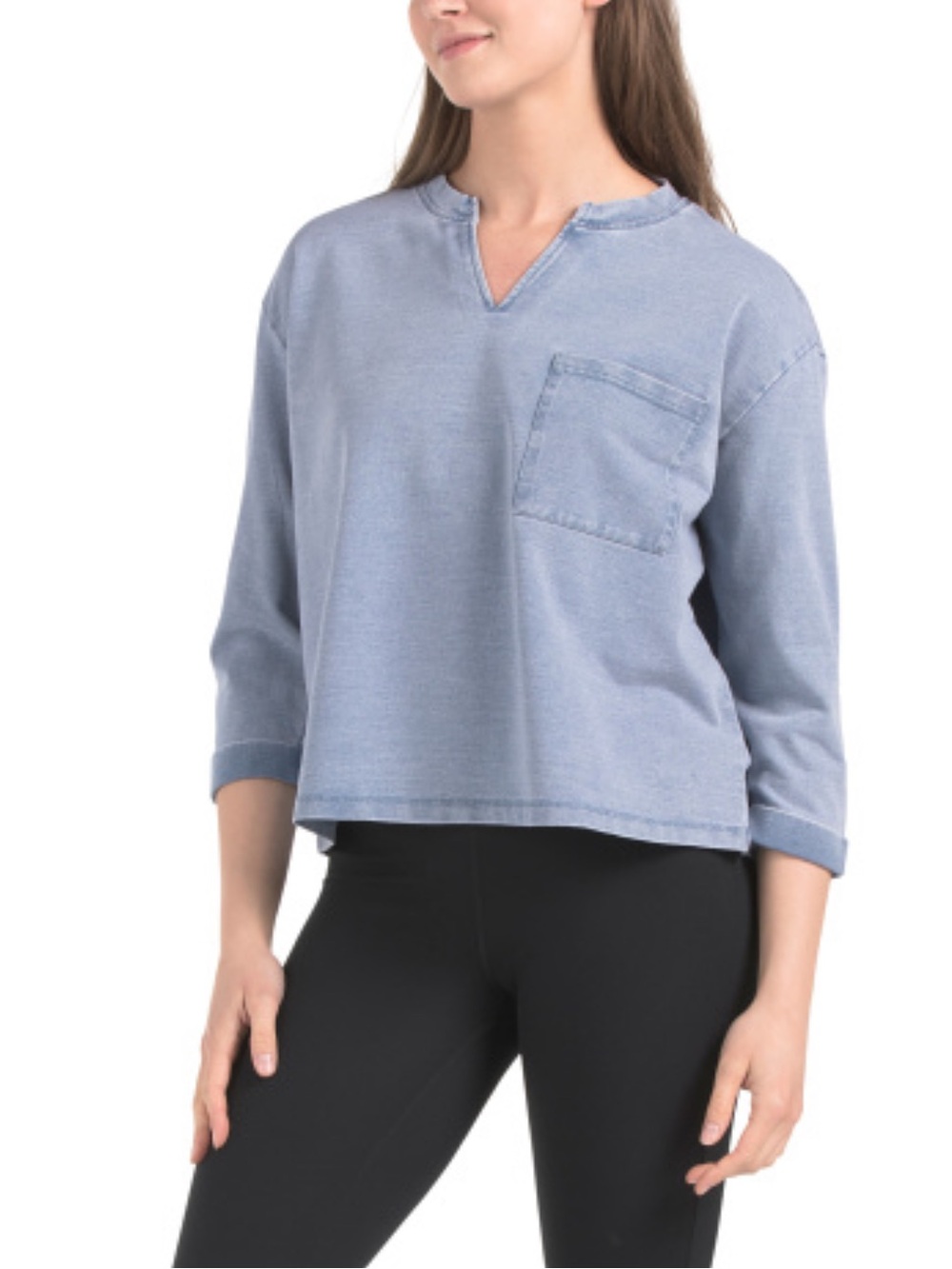 Nanette Lepore Light Blue Knit Terry Top